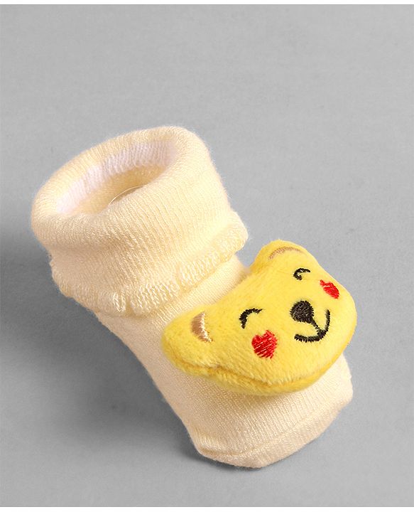 Cute Walk by Babyhug Socks with Dog Applique - Yellow