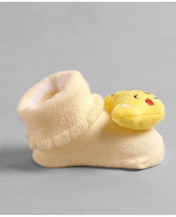 Cute Walk by Babyhug Socks with Dog Applique - Yellow
