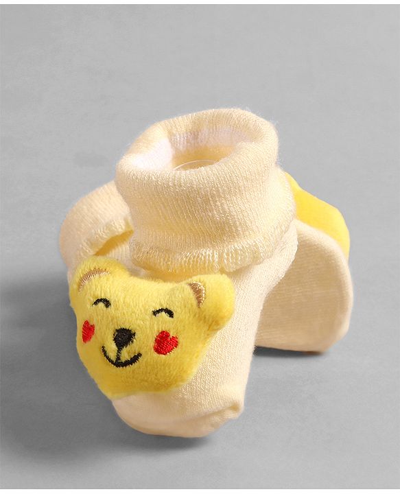 Cute Walk by Babyhug Socks with Dog Applique - Yellow