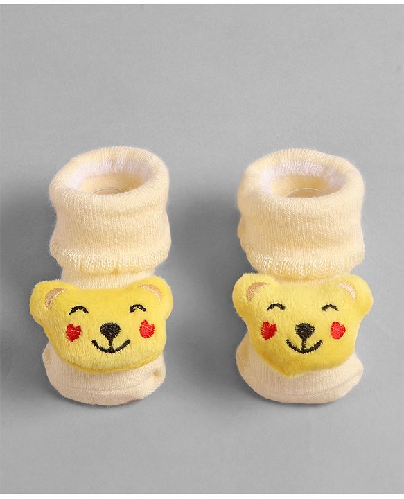 Cute Walk by Babyhug Socks with Dog Applique - Yellow