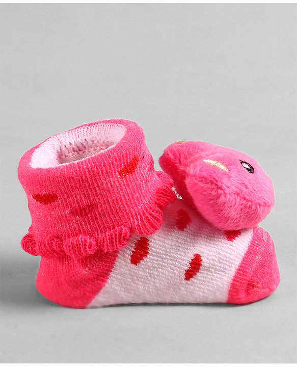 Cute Walk by Babyhug Socks  with Bear Applique - Pink