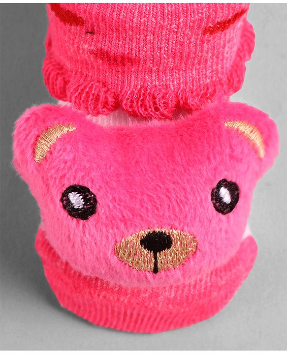 Cute Walk by Babyhug Socks  with Bear Applique - Pink