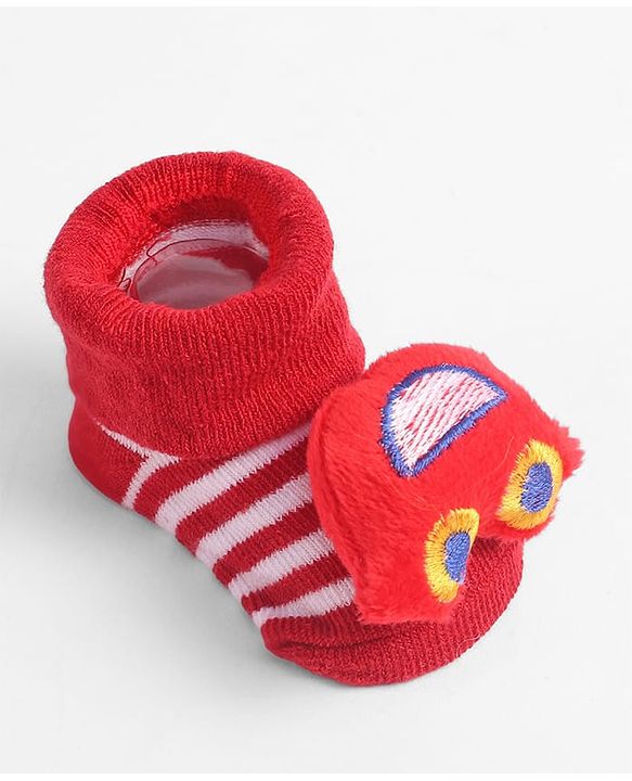 Cute Walk by Babyhug Socks  with Vehicle Applique - Red
