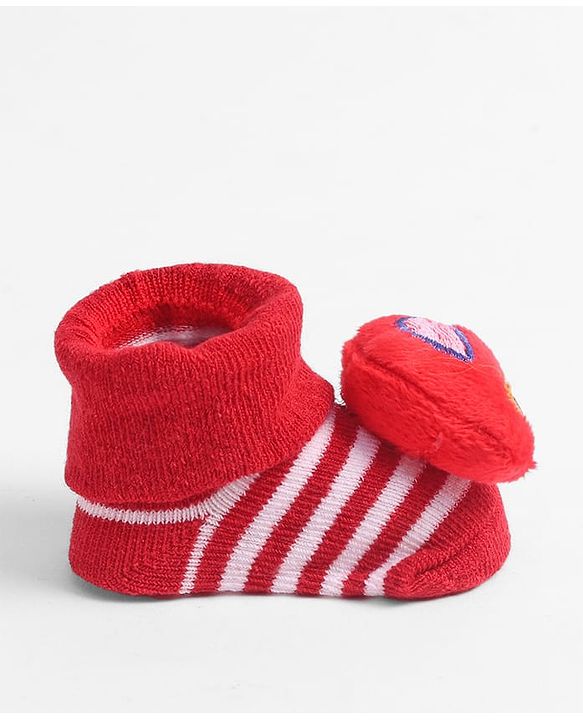 Cute Walk by Babyhug Socks  with Vehicle Applique - Red