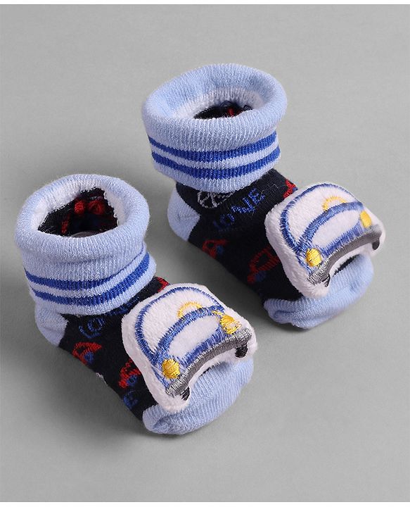 Cute Walk by Babyhug Socks  with Vehicle Applique - Navy Blue