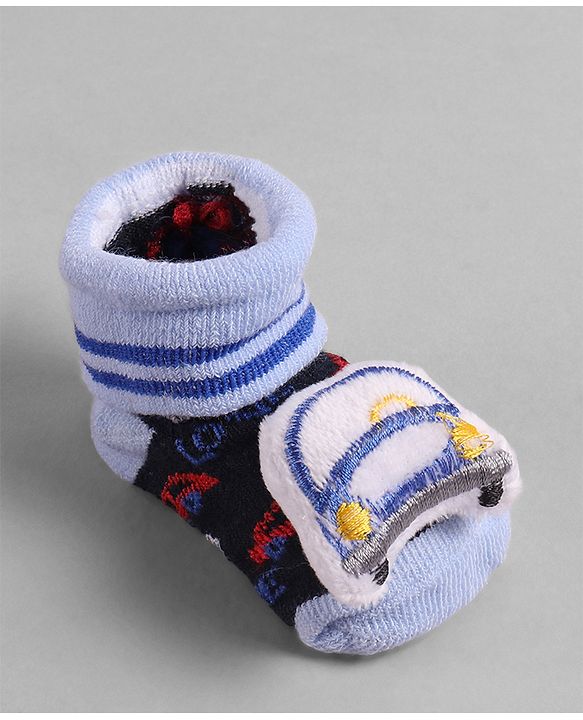 Cute Walk by Babyhug Socks  with Vehicle Applique - Navy Blue