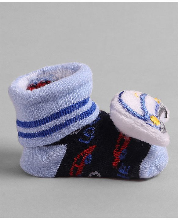 Cute Walk by Babyhug Socks  with Vehicle Applique - Navy Blue