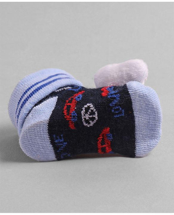 Cute Walk by Babyhug Socks  with Vehicle Applique - Navy Blue