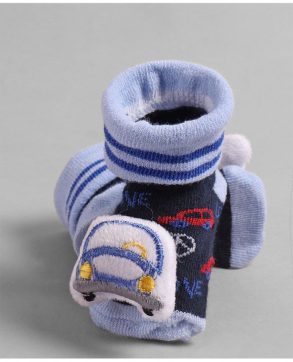 Cute Walk by Babyhug Socks  with Vehicle Applique - Navy Blue