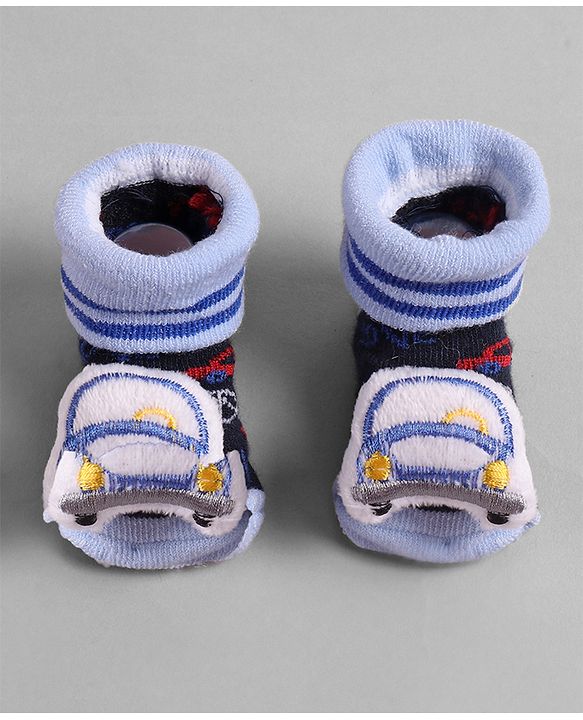 Cute Walk by Babyhug Socks  with Vehicle Applique - Navy Blue