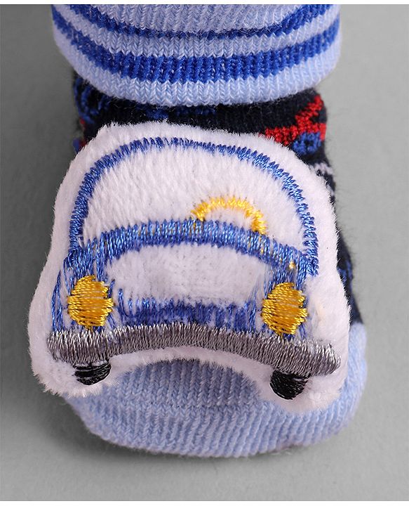 Cute Walk by Babyhug Socks  with Vehicle Applique - Navy Blue