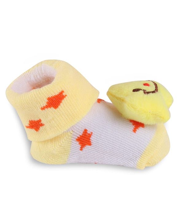 Cute Walk by Babyhug Slip On Sock Shoes with Star Applique - Yellow