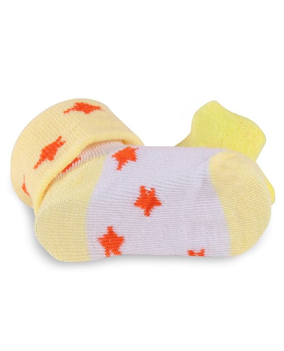 Cute Walk by Babyhug Slip On Sock Shoes with Star Applique - Yellow