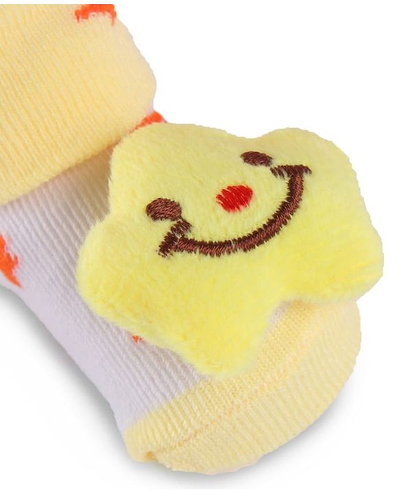 Cute Walk by Babyhug Slip On Sock Shoes with Star Applique - Yellow