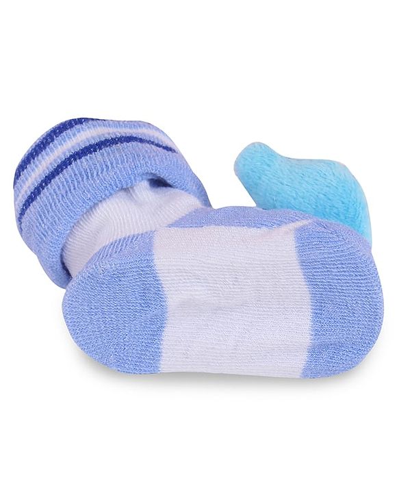 Cute Walk by Babyhug Fabric Slip On Socks Shoes with Stripes & Bear Applique - Lavender
