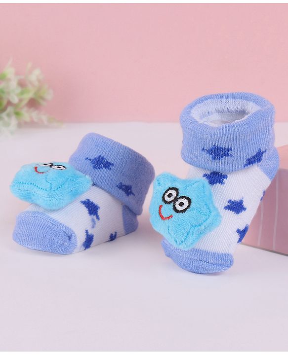 Cute Walk by Babyhug Fabric Slip On Socks Shoes with Star Applique - Lavender