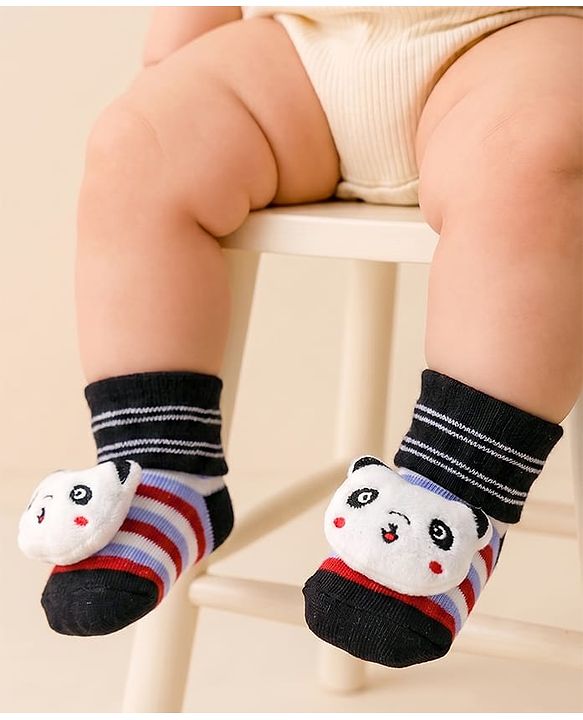 Cute Walk by Babyhug Socks with Applique - Black