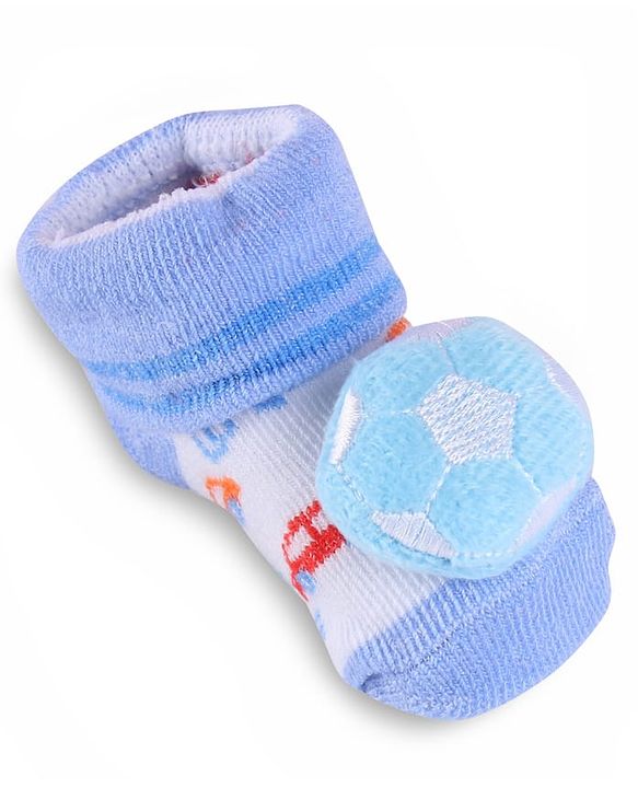 Cute Walk by Babyhug Slip On Sock Shoes with Football Applique - Light Blue