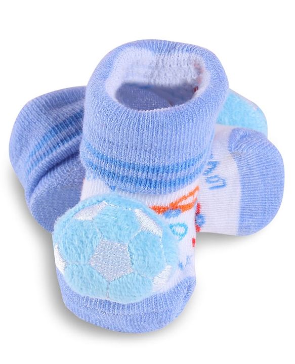 Cute Walk by Babyhug Slip On Sock Shoes with Football Applique - Light Blue