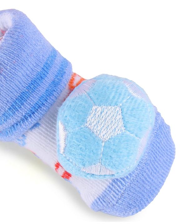 Cute Walk by Babyhug Slip On Sock Shoes with Football Applique - Light Blue