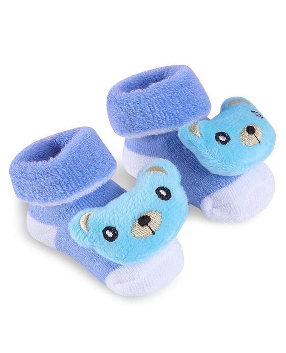 Cute Walk by Babyhug Slip On Sock Shoes with Animal Applique - Blue