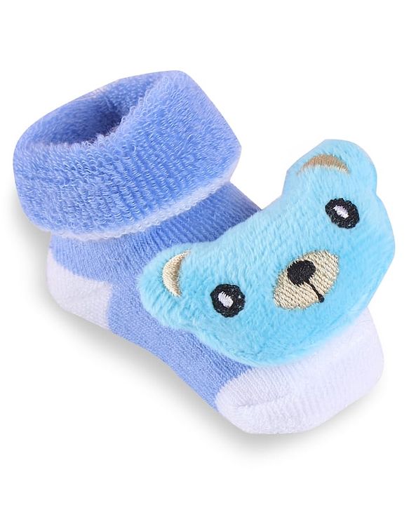 Cute Walk by Babyhug Slip On Sock Shoes with Animal Applique - Blue
