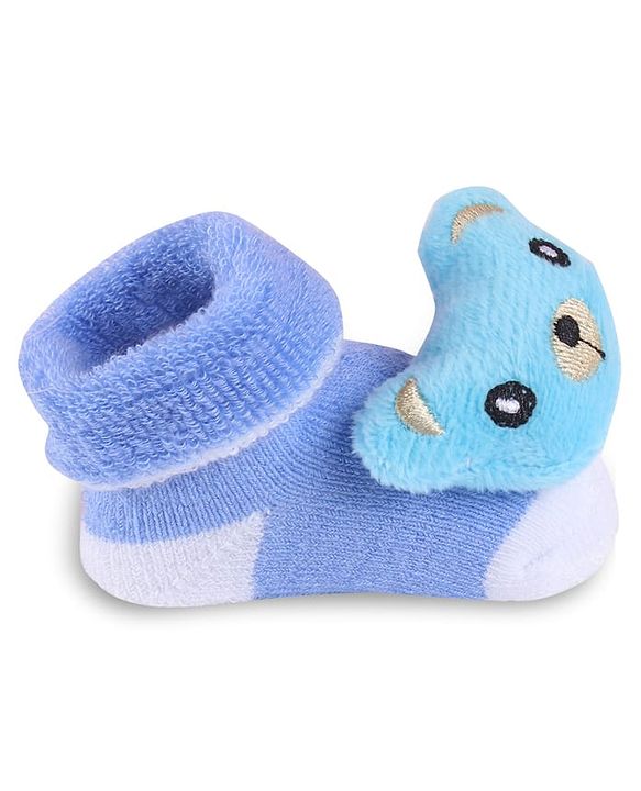 Cute Walk by Babyhug Slip On Sock Shoes with Animal Applique - Blue