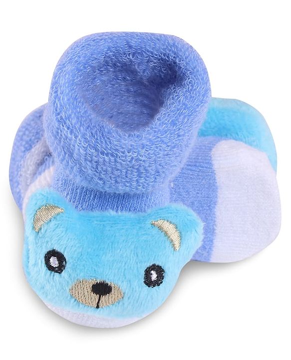 Cute Walk by Babyhug Slip On Sock Shoes with Animal Applique - Blue