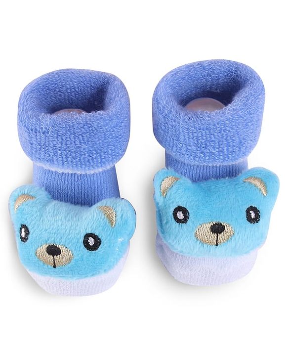 Cute Walk by Babyhug Slip On Sock Shoes with Animal Applique - Blue