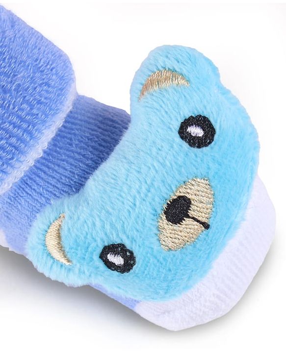 Cute Walk by Babyhug Slip On Sock Shoes with Animal Applique - Blue