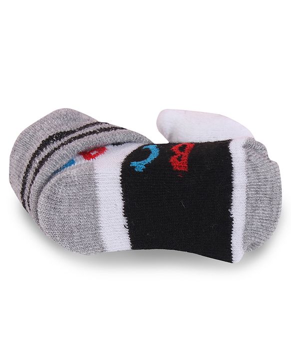 Cute Walk by Babyhug Fabric Slip On Socks Shoes with Applique - Grey & Black