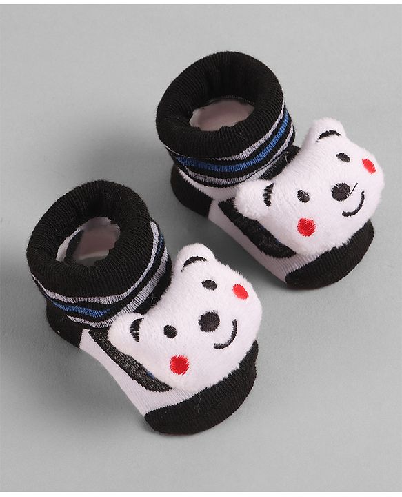 Cute Walk by Babyhug Socks with Bear Applique - Black