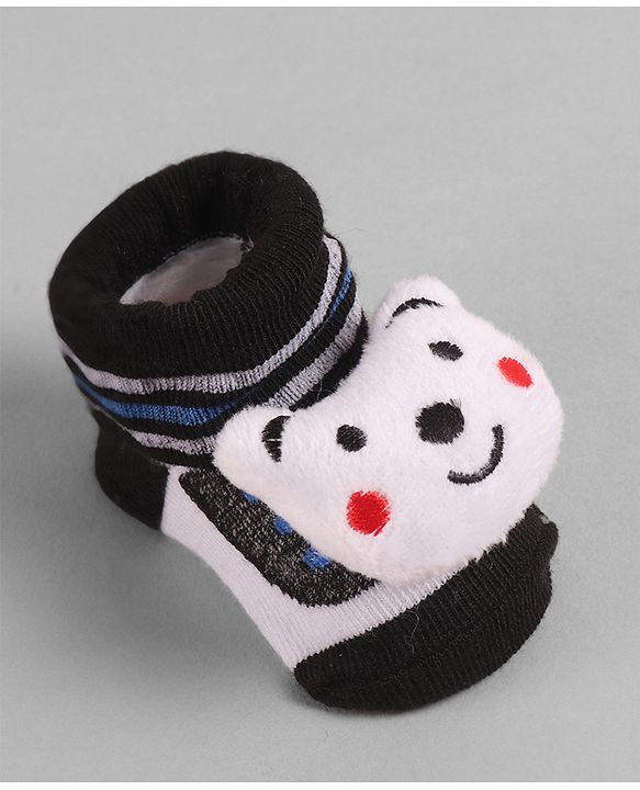 Cute Walk by Babyhug Socks with Bear Applique - Black