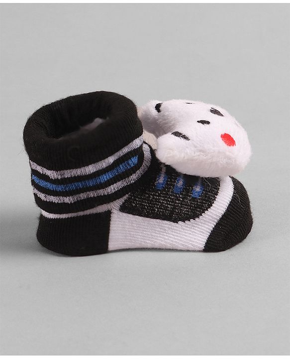 Cute Walk by Babyhug Socks with Bear Applique - Black
