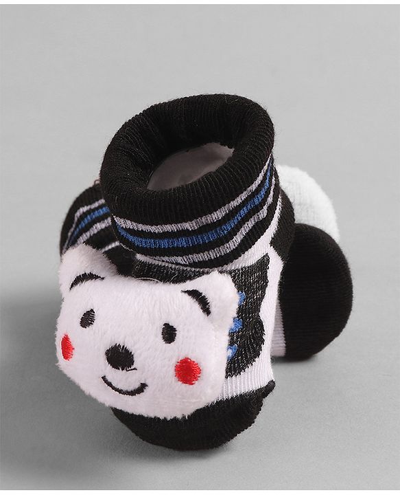 Cute Walk by Babyhug Socks with Bear Applique - Black