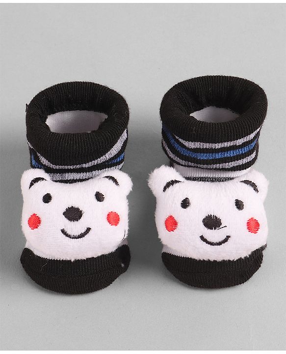 Cute Walk by Babyhug Socks with Bear Applique - Black