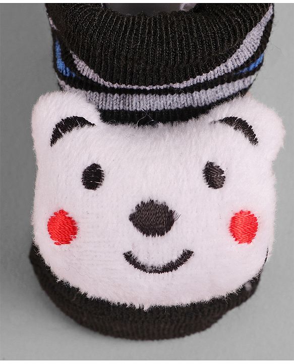 Cute Walk by Babyhug Socks with Bear Applique - Black