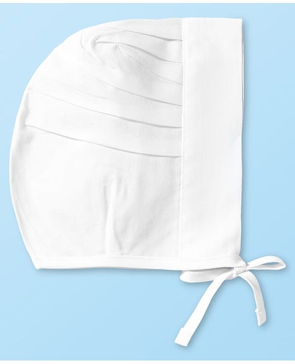Babyhug 100% Cotton Woven Solid Color Bonnet Cap Pack of 3 White - Diameter 13 cm