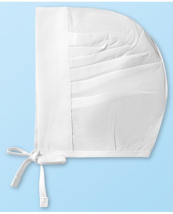 Babyhug 100% Cotton Woven Solid Color Bonnet Cap Pack of 3 White - Diameter 13 cm