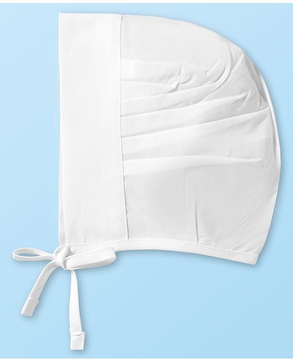 Babyhug 100% Cotton Woven Solid Color Bonnet Cap Pack of 3 White - Diameter 13 cm