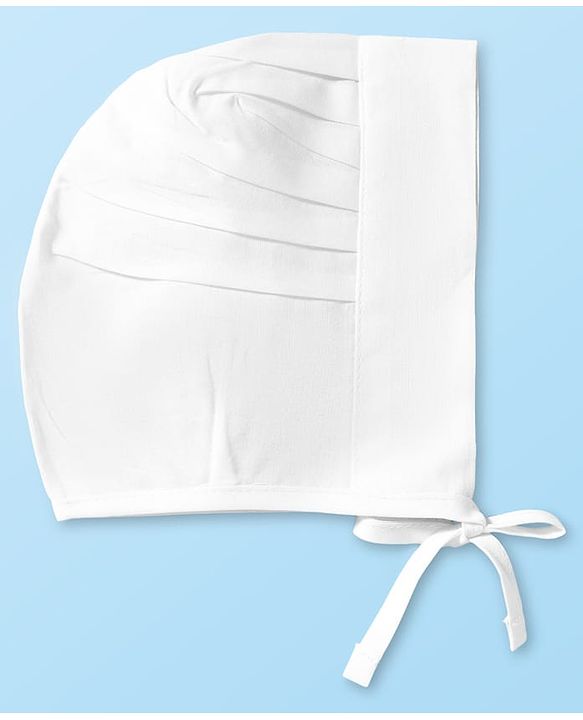 Babyhug 100% Cotton Woven Solid Color Bonnet Cap Pack of 3 White - Diameter 13 cm