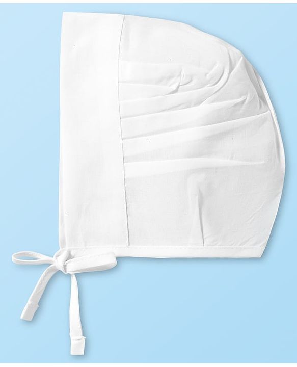 Babyhug 100% Cotton Woven Solid Color Bonnet Cap Pack of 3 White - Diameter 13 cm
