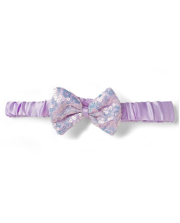 Babyhug Woven Sleeveless Party Dress with Headband  Sequin Detailing & Bow Applique - Lavender