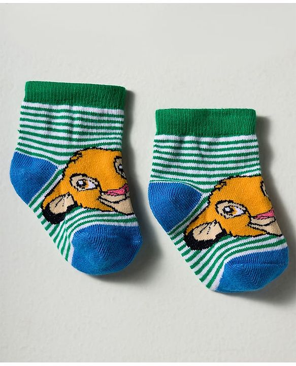 Cute Walk by Babyhug Disney Knited Ankle Length Anti Bacterial Socks With Disney Character Design Pack Of 5 - Multicolour