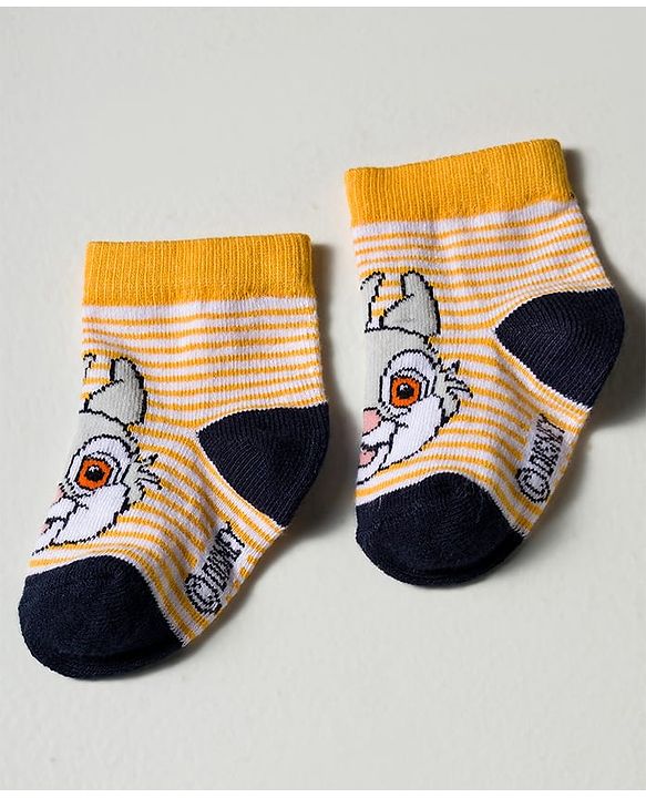 Cute Walk by Babyhug Disney Knited Ankle Length Anti Bacterial Socks With Disney Character Design Pack Of 5 - Multicolour