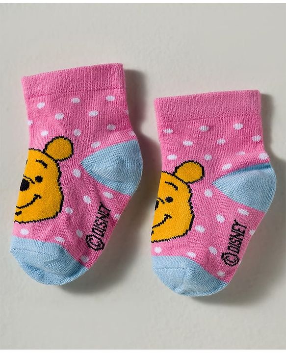 Cute Walk by Babyhug Disney Knitted Ankle Length Anti Bacterial Socks With Disney Character Design Pack Of 5 - Multicolour