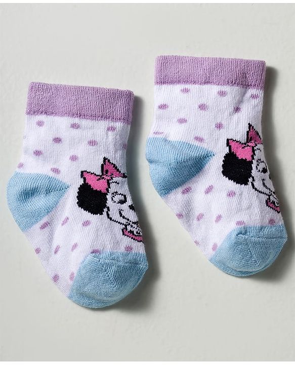 Cute Walk by Babyhug Disney Knitted Ankle Length Anti Bacterial Socks With Disney Character Design Pack Of 5 - Multicolour