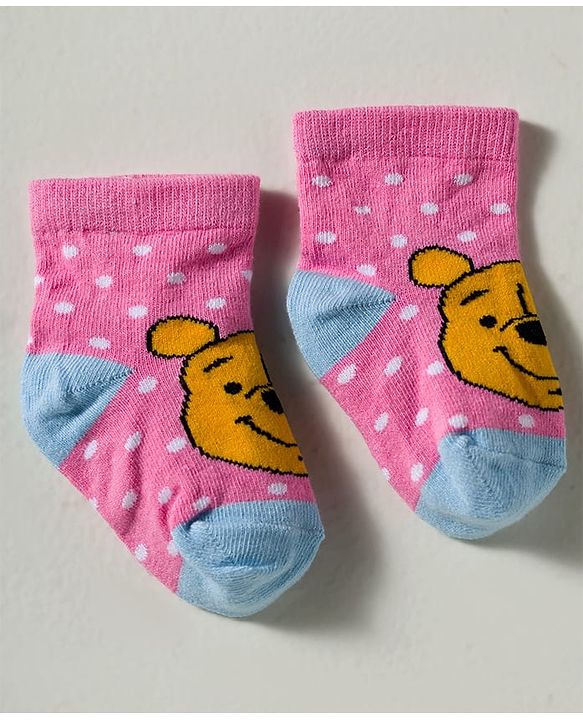 Cute Walk by Babyhug Disney Knitted Ankle Length Anti Bacterial Socks With Disney Character Design Pack Of 5 - Multicolour