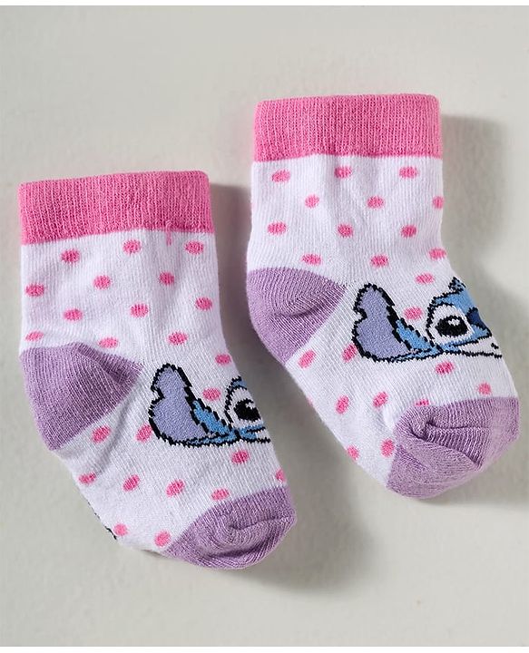 Cute Walk by Babyhug Disney Knitted Ankle Length Anti Bacterial Socks With Disney Character Design Pack Of 5 - Multicolour