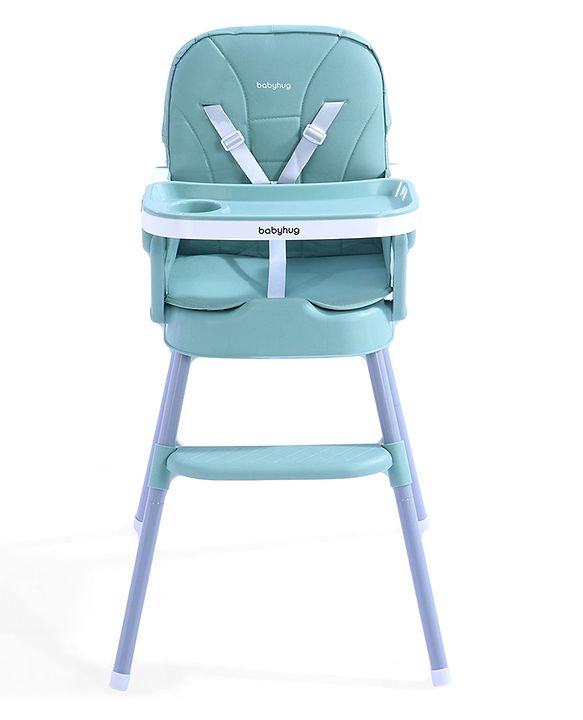 Babyhug 3 in 1 Set Up High Chair for Baby  Green| High Chair, Feeding Chair & Booster Chair| 5-Point Safety Harness| Adjustable Double Food Tray| Cushioned Seat| Foldable| Anti-Skid Feet